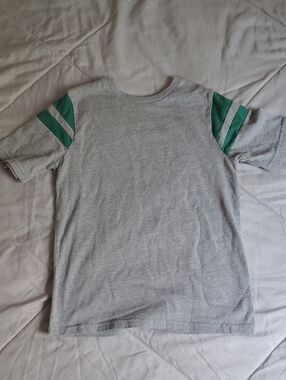 Garanimals Light Gray Tee with Green Sleeve Stripes
